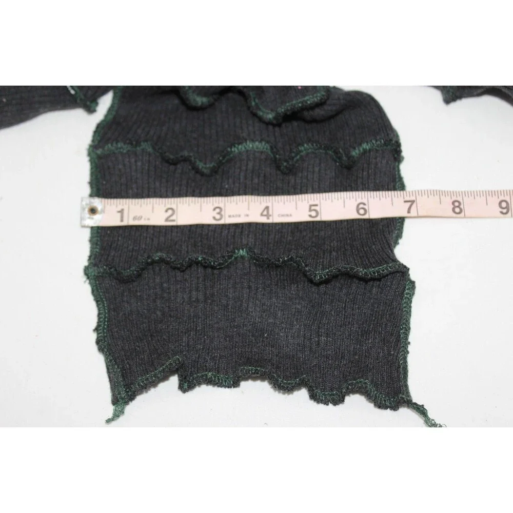 Scarf Upcycled Black Sweaters Winter Green Stitching 72
